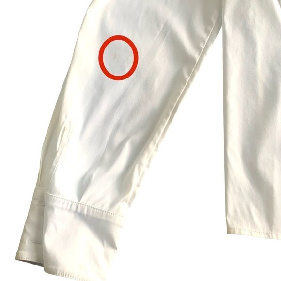 ST. JOHN Cotton Blend Satin Trim Button Down Top Sz 10 #139C - Picture 9 of 14